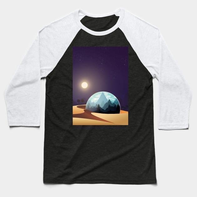 World in Sphere Baseball T-Shirt by Kiboune